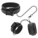  COLLAR Y ESPOSAS CUERO VEGANO CON FORRO DE NOPRENO - FETISH SUBMISSIVE 
