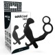  PLUG ANAL CON ANILLA DOBLE PENE Y TESTICULOS NEGRO - ADDICTED TOYS 
