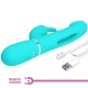  KAMPAS VIBRADOR RABBIT 3 EN 1 MULTIFUNCIÓN CON LENGUA VERDE AGUA - PRETTY LOVE 