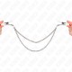  PINZAS PARA PEZONES CON DOBLE CADENA FINA PLATEADO 20/23 CM - KINK 
