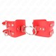  MUÑEQUERAS FIJAS CON ANILLA Y TACHUELAS ROJO AJUSTABLE 1722 CM X 6.5 CM - KINK 