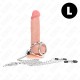  ANILLO PENE TRIPLE METAL CROMADO 3.8 CM A 5 CM CON CADENA METAL 26 CM Y PINZAS PARA PEZONES MODELO 1 - KINK 