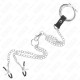  ANILLO PENE TRIPLE METAL CROMADO 3.8 CM A 5 CM CON CADENA METAL 26 CM Y PINZAS PARA PEZONES MODELO 1 - KINK 