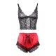 PIJAMA SEXY SATEN Y  ENCAJE NEGRO/ROJO L/XL - SUBBLIME  953966