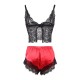 PIJAMA SEXY SATEN Y  ENCAJE NEGRO/ROJO L/XL - SUBBLIME  953966