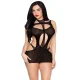 Mini vestido opaco y teddy halter negro talla única 81680 - Leg Avenue