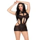 Mini vestido opaco y teddy halter negro talla única 81680 - Leg Avenue