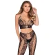 Crop top de red y encaje con medias negro talla única 89368 - Leg Avenue
