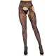 Medias de liguero con red de flores negro talla única 1967 - Leg Avenue