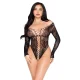 Teddy de red y encaje negro talla única 89370 - Leg Avenue