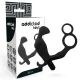  PLUG ANAL CON ANILLA DOBLE PENE Y TESTICULOS NEGRO - ADDICTED TOYS 