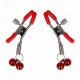  PINZAS PARA PEZONES ROJAS CON DOBLE CAMPANILLA ROJO 6 CM - KINK 