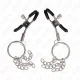  PINZAS PARA PEZONES CON ARO Y PEQUEÑAS CADENAS PLATEADO 6 CM - KINK 