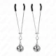  PINZAS PARA PEZONES FINA CON CASCABEL PLATEADO 7 CM - KINK 