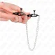  PINZAS PARA PEZONES PLANAS NEGRO CON CADENA PLATEADO 30 CM - KINK 
