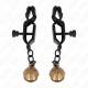  PINZAS PARA PEZONES PLANAS NEGRO CON CASCABEL 7 CM - KINK 