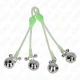  PINZAS PARA PEZONES LUMINOSAS FORMA CALABERA CON CASCABEL SONORO AJUSTABLE VERDE / PLATEADO - KINK 