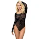 BODY DE REJILLA CON MANGA LARGA Y HOMBROS DESCUBIERTOS NEGRO TALLA ÚNICA - SUBBLIME  952051