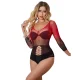 VESTIDO DE REJILLA ELSTICO MANGA LARGA DEGRADADO ROJO Y NEGRO TALLA ÚNICA - SUBBLIME  952259