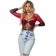 VESTIDO DE REJILLA ELSTICO MANGA LARGA DEGRADADO ROJO Y NEGRO TALLA ÚNICA - SUBBLIME  952259