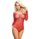 BODY DE REJILLA BRILLANTE CON HOMBROS DESCUBIERTOS MANGA LARGA ROJO TALLA ÚNICA - SUBBLIME  952303