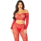  CROP TOP + MEDIAS ROJO TALLA ÚNICA - LEG AVENUE 