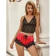 PIJAMA SEXY SATEN Y  ENCAJE NEGRO/ROJO L/XL - SUBBLIME  953966