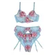 SUJETADOR + PANTIES CON LIGUERO DISEÑO FLORAL AZUL S/M - SUBBLIME  954109