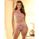 SUJETADOR + PANTIES CON LIGUERO DISEÑO FLORAL AZUL L/XL - SUBBLIME  954116