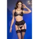 SET SUJETADOR + TANGA + MEDIAS NEGRO M - CHILIROSE CR  4728