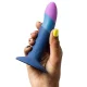 ROMP Piccolo arnés + dildo silicona con ventosa tricolor 14 cm